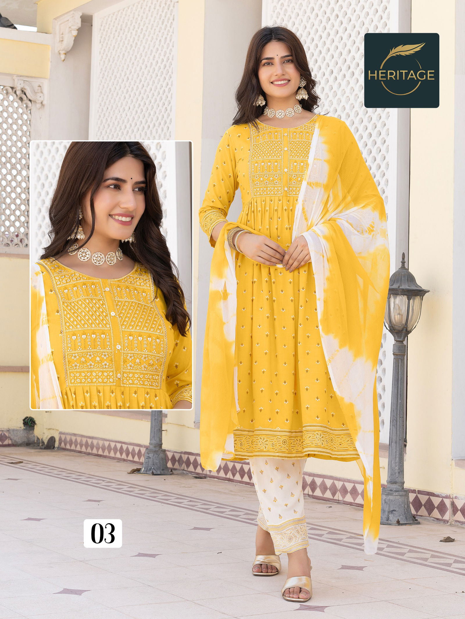 Kavya By Heritage Rayon Printed Embroidery Kurti With Bottom Dupatta Wholesale Market In Surat